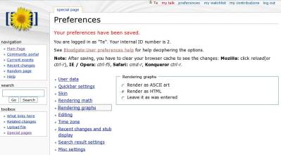Mediawiki Preferences